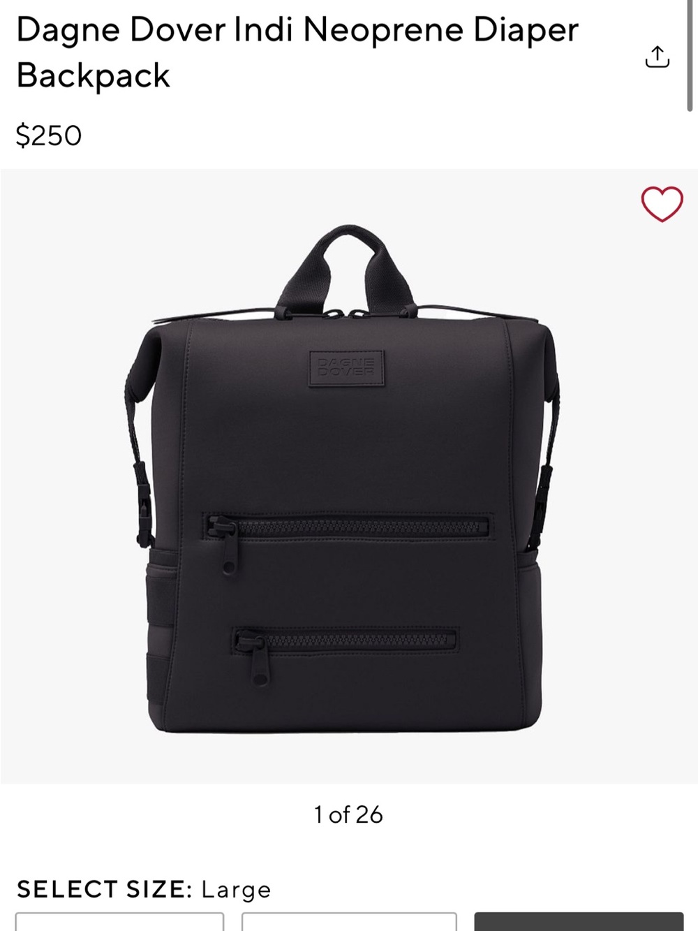 Dagne Dover Indi Neoprene Diaper Backpack — Black Large